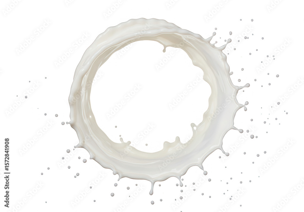 Poster a circular splash of milk creates a dynamic and abstract design against a transparent background