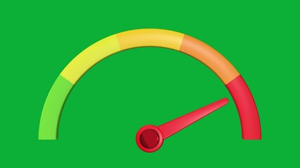 Speedmeter 3D on green screen background, CGI motion design on a dark background