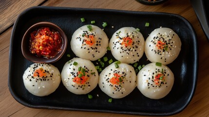 Delicious Steamed Buns with Chili Sauce