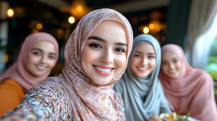 Group of Friends Posing Happily Together With Warm Smiles and Lively Expressions