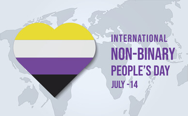 International Non-Binary People's Day observed on july 14. Vector illustration for greeting card, poster,brochure,flayer, banner