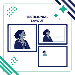 Illustration featuring three framed portraits of women with decorative elements and testimonial layout text