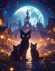 halloween background with cat