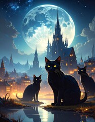 halloween background with cat