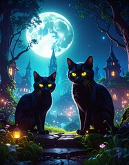 halloween background with cat