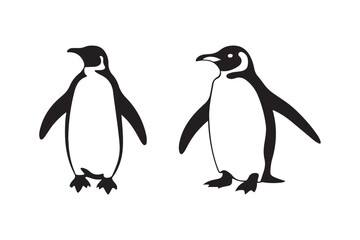Naklejka premium Stylized black and white penguins standing side by side