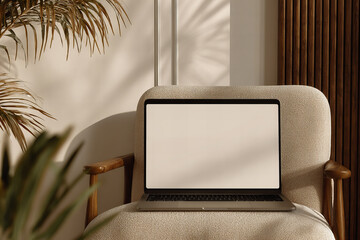 blank laptop display in modern interior design
