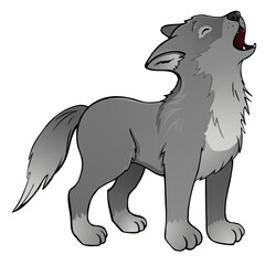 heulender Wolf Welpe stehend