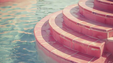 Stunning blue pool water texture featuring elegant pink tiles for a refreshing summer vibe