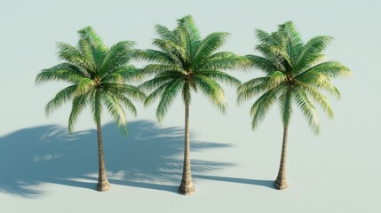 Obraz premium Three Majestic Palm Trees on a Light Background