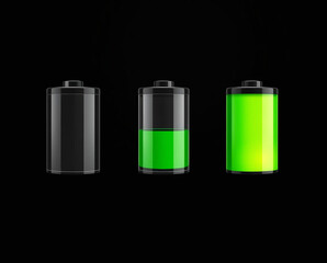 Green battery vector illustration on black background