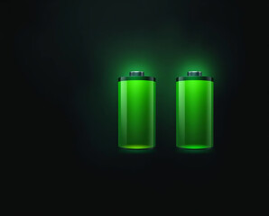 Green battery vector illustration on black background
