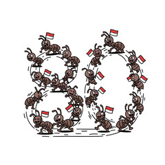 Fototapeta premium Ants forming number eighty