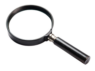 black magnifying glass lens classic vintage retro on white background, PNG