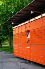 Postal terminal for automatic delivery of parcels.