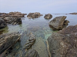 Fototapeta premium Calm and beautiful seascape background, Yeongdeok sea, South Korea - 고요하고 아름다운 바다 경치 배경, 영덕 바다, 한국
