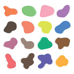 Blob shape organic set. Fluid cooler blob shape vector for abstract design. Irregular random minimal blob form. Abstract watery forms template. Organic blobs set icon on transparent background. 