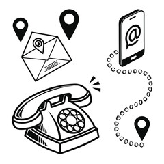 Contact icons graphic illustration