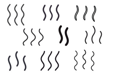 湯気や蒸気を表現するシンプル線イラストセット