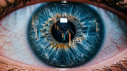 Human eye reflecting stock market data and financial trends - Powered by Adobe