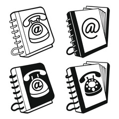 Contact information notebooks illustrations