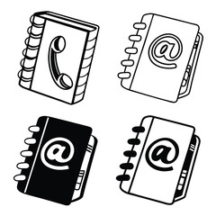 Contact information notebooks illustrations