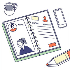 Contact information organizer illustration