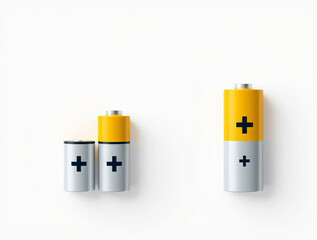 Yellow Alkaline Battery Isolated on White | High-Energy Power Cell 