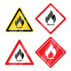 Flammable Material Warning Sign Vector Illustration