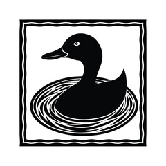 Duck Head Water Ripple Frame Aquatic Bird Design