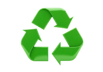 A vibrant green recycling symbol stands out against a clean transparent background