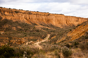 cliff wall hiking path