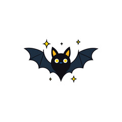 bat with glowing eyes and stars circling around 