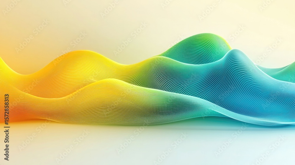Poster dynamic wave patterns of colorful 3d surfaces in abstract digital art studio environment artistic pe