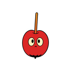 candy apple with spooky face and stick legs  clean