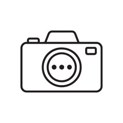 camera icon outline vector illustration on white background