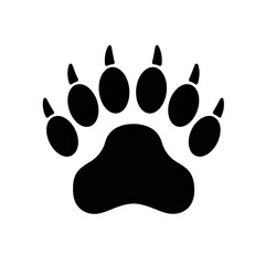Bear Paw Print: A simple, yet striking, black and white graphic of a bear paw, perfect for symbolizing wilderness, nature, and animal tracks.