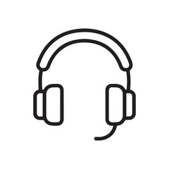 Outline Headphone Icon with Mic Boom for customer support and online communication.