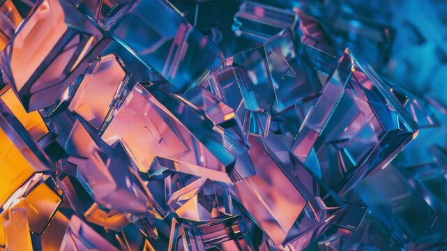 A cluster of brightly colored, iridescent crystals with facets that catch light.