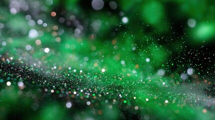 Abstract green and white blurred background with scattered small white dots, soft and modern texture.