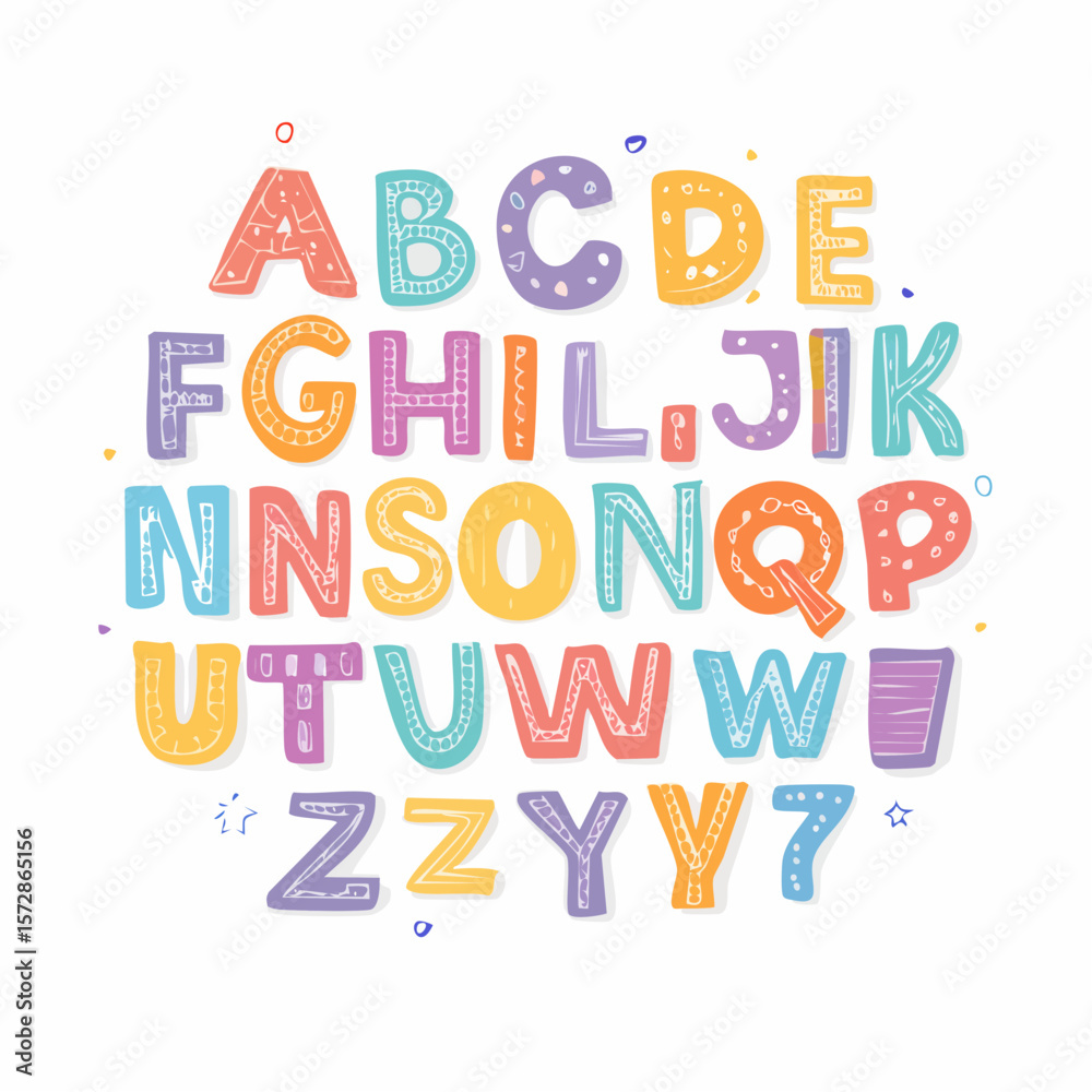 Fototapete vector set of colorful ransom note letters. hand drawn doodle alphabet in 90s style. cute font for c