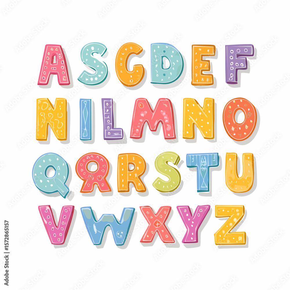 Fototapete vector set of colorful ransom note letters. hand drawn doodle alphabet in 90s style. cute font for c