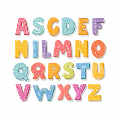 Vibrant Collection of Hand-Drawn Alphabet Letters, Retro 90s Doodle Style, Playful Font for Scrapbooking and Collage, Y2K-Inspired Funky Stickers