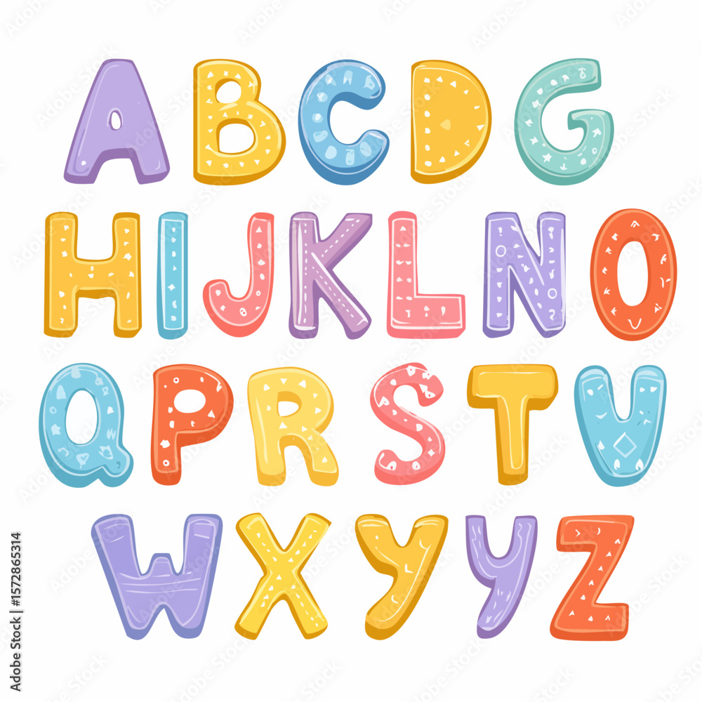 Fototapete vector set of colorful ransom note letters. hand drawn doodle alphabet in 90s style. cute font for c