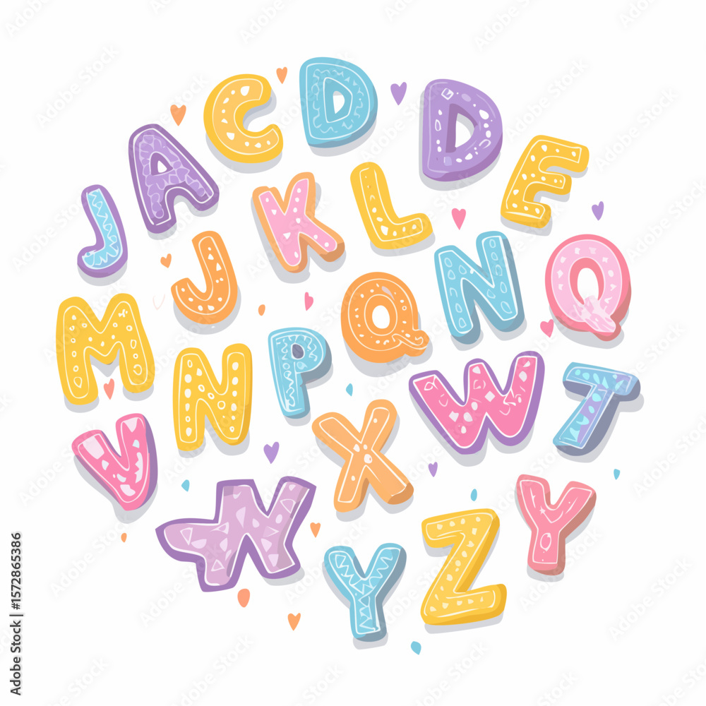 Fototapete vector set of colorful ransom note letters. hand drawn doodle alphabet in 90s style. cute font for c