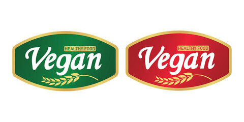 Vegan food logo sticker design label, modern design sign symbol for product packaging. Organic,...