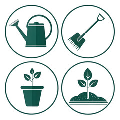 gardening icons set