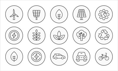Fototapeta premium Renewable energy and transportation icons wind turbine