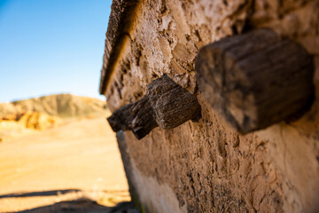 wooden planks of old house