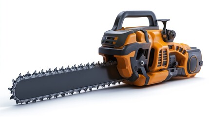 Naklejka premium Powerful Orange Chainsaw with Sharp Blade